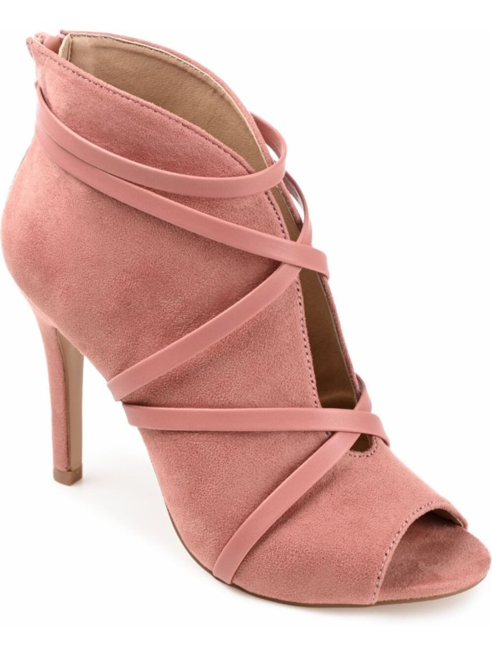 Journee Collection Womens Samara Peep Toe Stiletto Booties Blush Pink Size 7 NWB